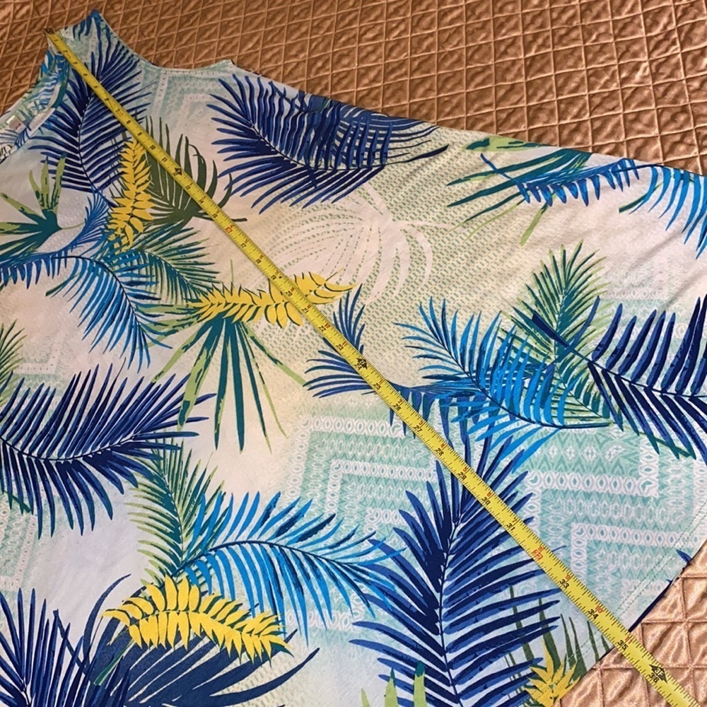 Yee tropical green blue white sun dress sleeveless - Picture 8 of 9